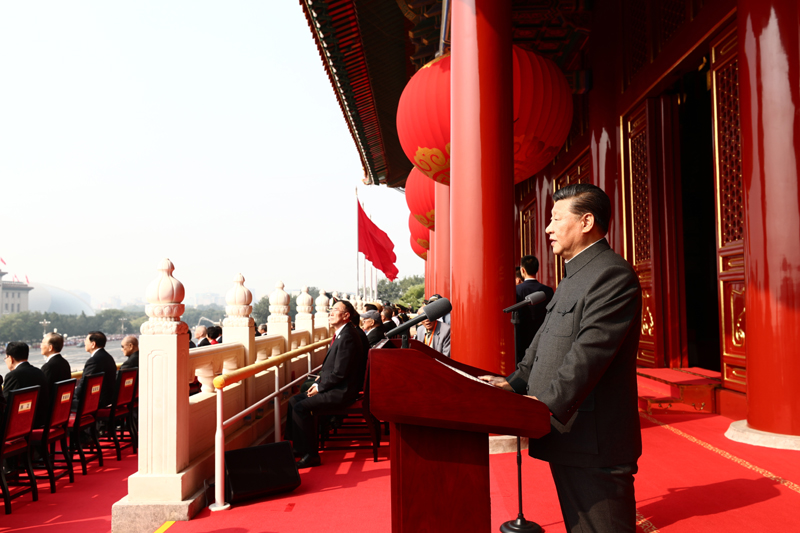 10月1日上午，慶祝中華人民共和國成立70周年大會在北京天安門廣場隆重舉行。中共中央總書記、國家主席、中央軍委主席習近平發(fā)表重要講話。